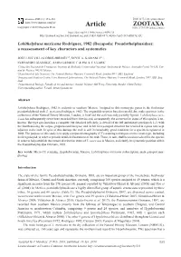 Decapoda: Pseudothelphusidae): a Reassessment of Key Characters and Systematics