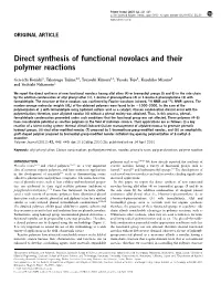 Direct Synthesis of Functional Novolacs and Their Polymer Reactions