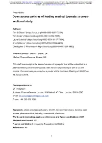 Open Access Policies of Leading Medical Journals: a Cross- Sectional Study