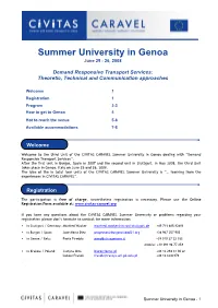Summer University in Genoa June 25 - 26, 2008