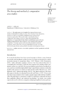 The Theory and Method of Comparative Area Studies R
