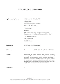 Analysis of Alternatives