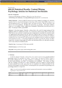Content Mining Psychology Articles for Statistical Test Results