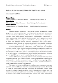 Design Protection in Managing Sustainable User-Driven Innovation in Smes