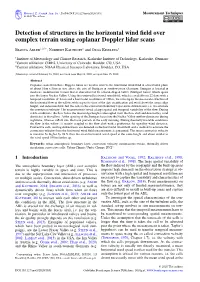 Detection of Structures in the Horizontal Wind Field Over Complex
