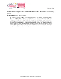 Improving Experience with a Metal Detector Project for Electromag- Netics