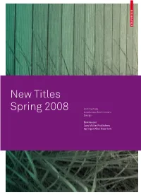 New Titles Spring 2008 Architecture