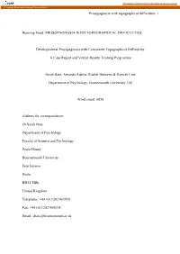 Prosopagnosia with Topographical Difficulties 1