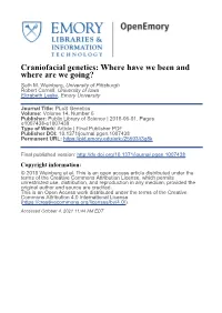 Craniofacial Genetics: Where Have We Been and Where Are We Going? Seth M