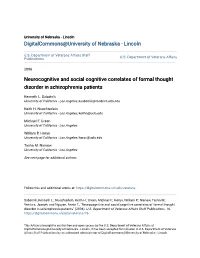Neurocognitive and Social Cognitive Correlates of Formal Thought Disorder in Schizophrenia Patients