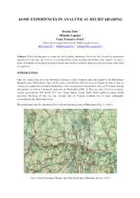 Some Experiences in Analytical Relief Shading