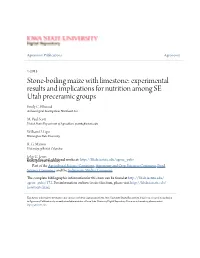 Stone-Boiling Maize with Limestone: Experimental Results and Implications for Nutrition Among SE Utah Preceramic Groups Emily C
