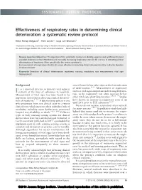 Effectiveness of Respiratory Rates in Determining Clinical Deterioration: a Systematic Review Protocol