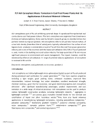 FLY Ash Cenosphere Waste Formation in Coal Fired Power Plants and Its Applicationas a Structural Material- a Review