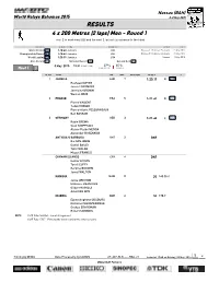 RESULTS 4 X 200 Metres (2 Laps) Men - Round 1 First 2 in Each Heat (Q) and the Next 2 Fastest (Q) Advance to the Final