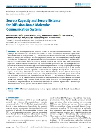 Secrecy Capacity and Secure Distance for Diffusion-Based Molecular Communication Systems