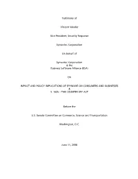 Weafer Spyware Testimony