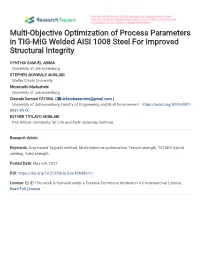 1 Multi-Objective Optimization of Process Parameters in TIG-MIG