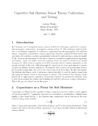 Capacitive Soil Moisture Sensor Theory, Calibration, and Testing