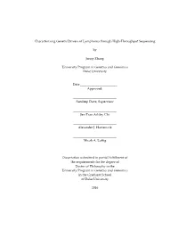 Characterizing Genetic Drivers of Lymphoma Through High-Throughput Sequencing