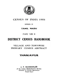 District Census Handbook, Thanjavur, Part XIII-B, Series-20