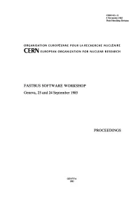 FASTBUS SOFTWARE WORKSHOP Geneva, 23 and 24 September