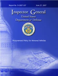 Procurement Policy for Armored Vehicles Additional Copies
