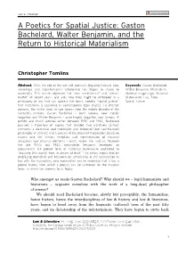 A Poetics for Spatial Justice: Gaston Bachelard, Walter Benjamin, and the Return to Historical Materialism