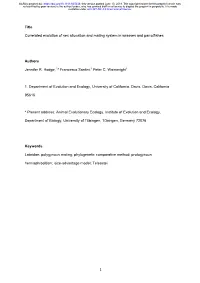 Correlated Evolution of Sex Allocation and Mating System in Wrasses and Parrotfishes