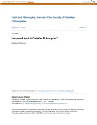 Immanuel Kant: a Christian Philosopher?
