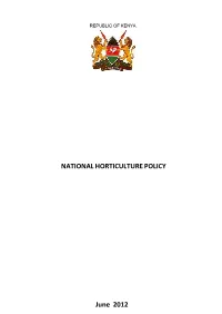 NATIONAL HORTICULTURE POLICY June 2012