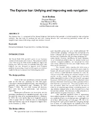 The Explorer Bar: Unifying and Improving Web Navigation
