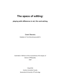 The Space of Editing: Playing with Difference in Art, Film and Writing