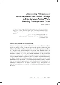Addressing Mitigation of and Adaptation to Climate Change in Sub-Saharan Africa While Meeting Development Goals