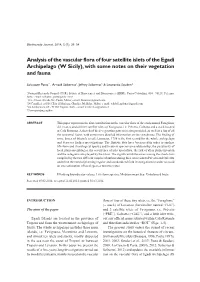 Analysis of the Vascular Flora of Four Satellite Islets of the Egadi Archipelago (W Sicily), with Some Notes on Their Vegetation and Fauna