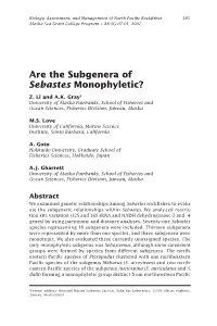 Are the Subgenera of Sebastes Monophyletic? Z