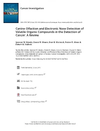Canine Olfaction and Electronic Nose Detection of Volatile Organic Compounds in the Detection of Cancer: a Review