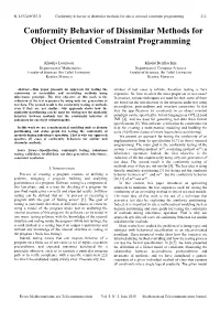Conformity Behavior of Dissimilar Methods for Object Oriented