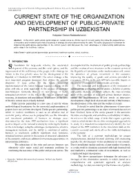 CURRENT STATE of the ORGANIZATION and DEVELOPMENT of PUBLIC-PRIVATE PARTNERSHIP in UZBEKISTAN Hidoyatov Davron Abdulpattohovich