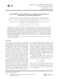 Determining Characteristic Sand Shear Parameters of Strength Via a Direct Shear Test