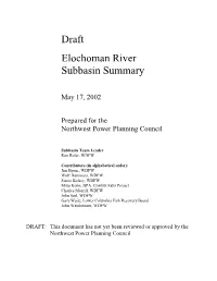 Draft Elochoman River Subbasin Summary