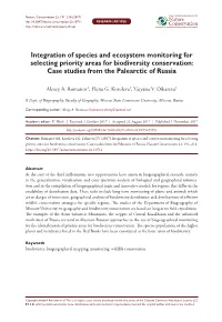 ﻿﻿﻿﻿﻿﻿Integration of Species and Ecosystem Monitoring for Selecting Priority