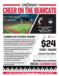 Promo Code CLERMONT19 to Lock in Savings of Nearly 20% with Ticket Upgrades Available by Calling 1-877-CATS-TIX