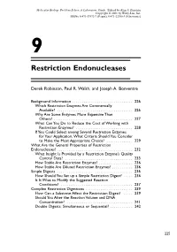 Restriction Endonucleases
