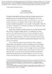 1 Forthcoming in Philosophy Compass the Feasibility Issue1