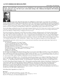 ALWIN BERGER BIOGRAPHY Chuck Staples, CSSA Historian