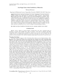 Jean Piaget's Ideas About Foundations of Education