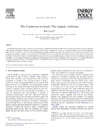 The Commons Revisited: the Tragedy Continues