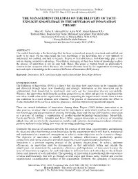 Explicit Knowledge in the Diffusion of Innovation Theory