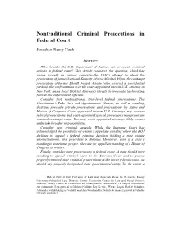 Nontraditional Criminal Prosecutions in Federal Court